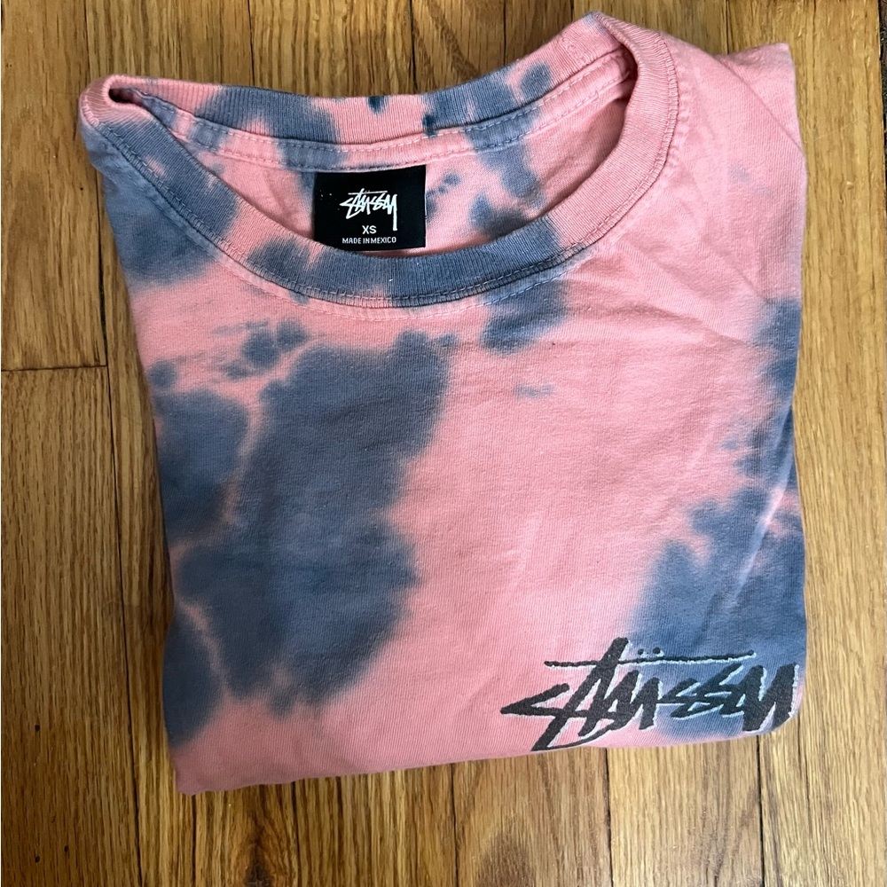 Stussy Pink and Gray Tee